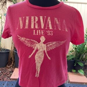 Nirvana $10 Live '93 Pink Graphic Tee size S